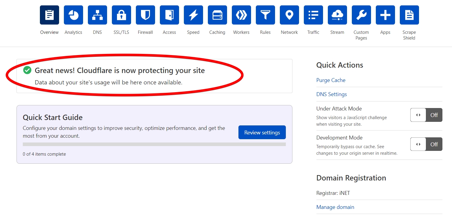 cập nhật dns sang cloudflare thành công