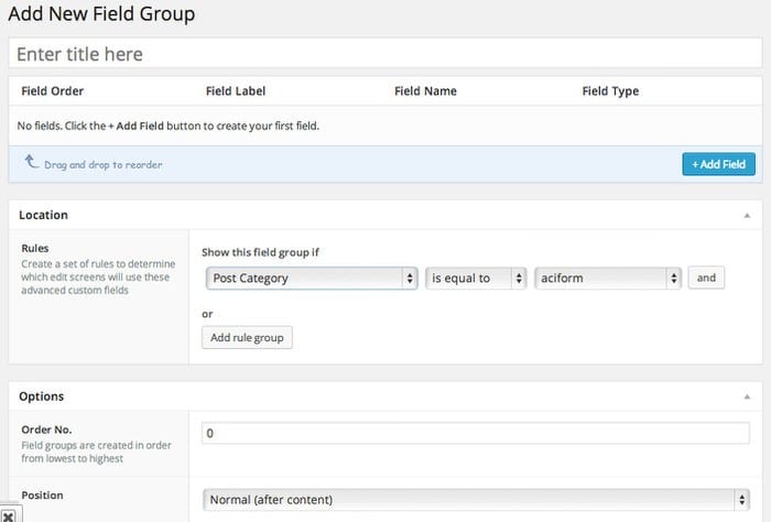 Hướng dẫn Advanced Custom Field (ACF) 34 Khu vực tạo field của ACF